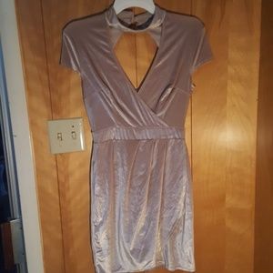 Short velvet silver with pink tint dress
